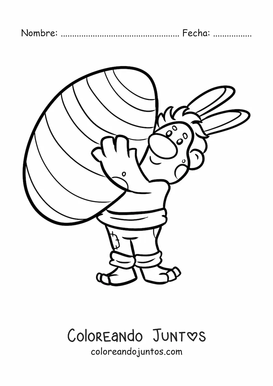Imagen para colorear de troll animado con huevo de pascua gigante
