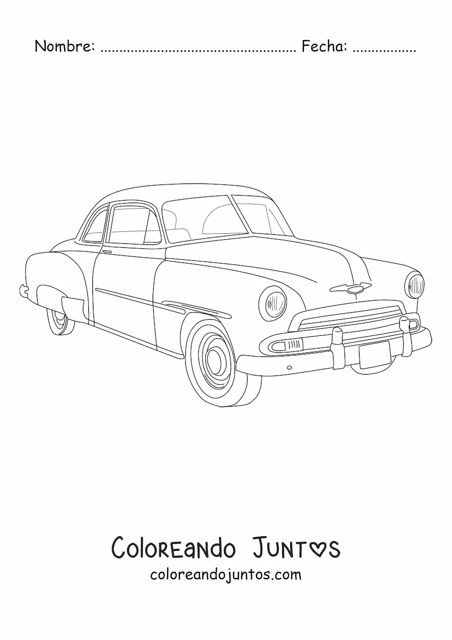Imagen para colorear de un Chevrolet Deluxe coupé de 1951