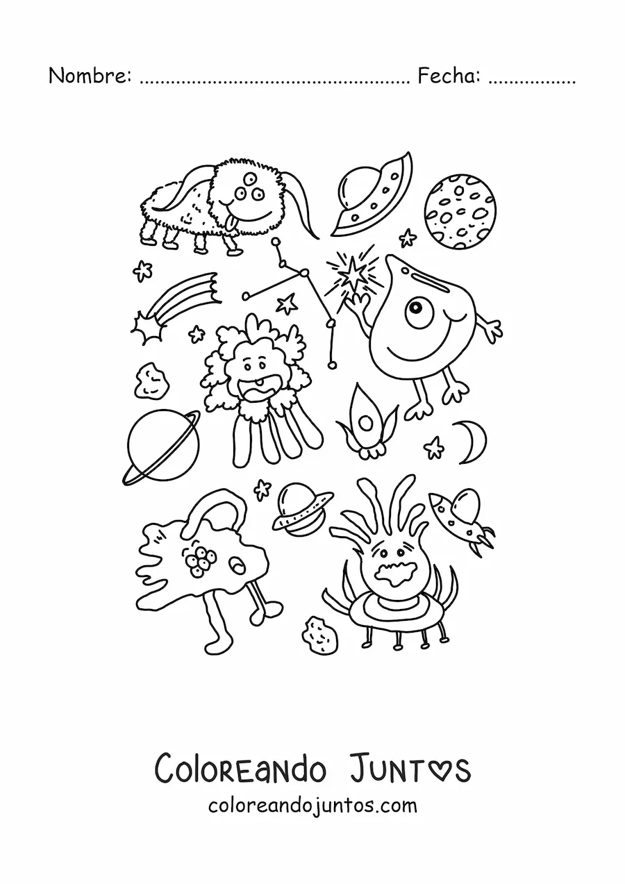 Imagen para colorear de extraterrestres animados