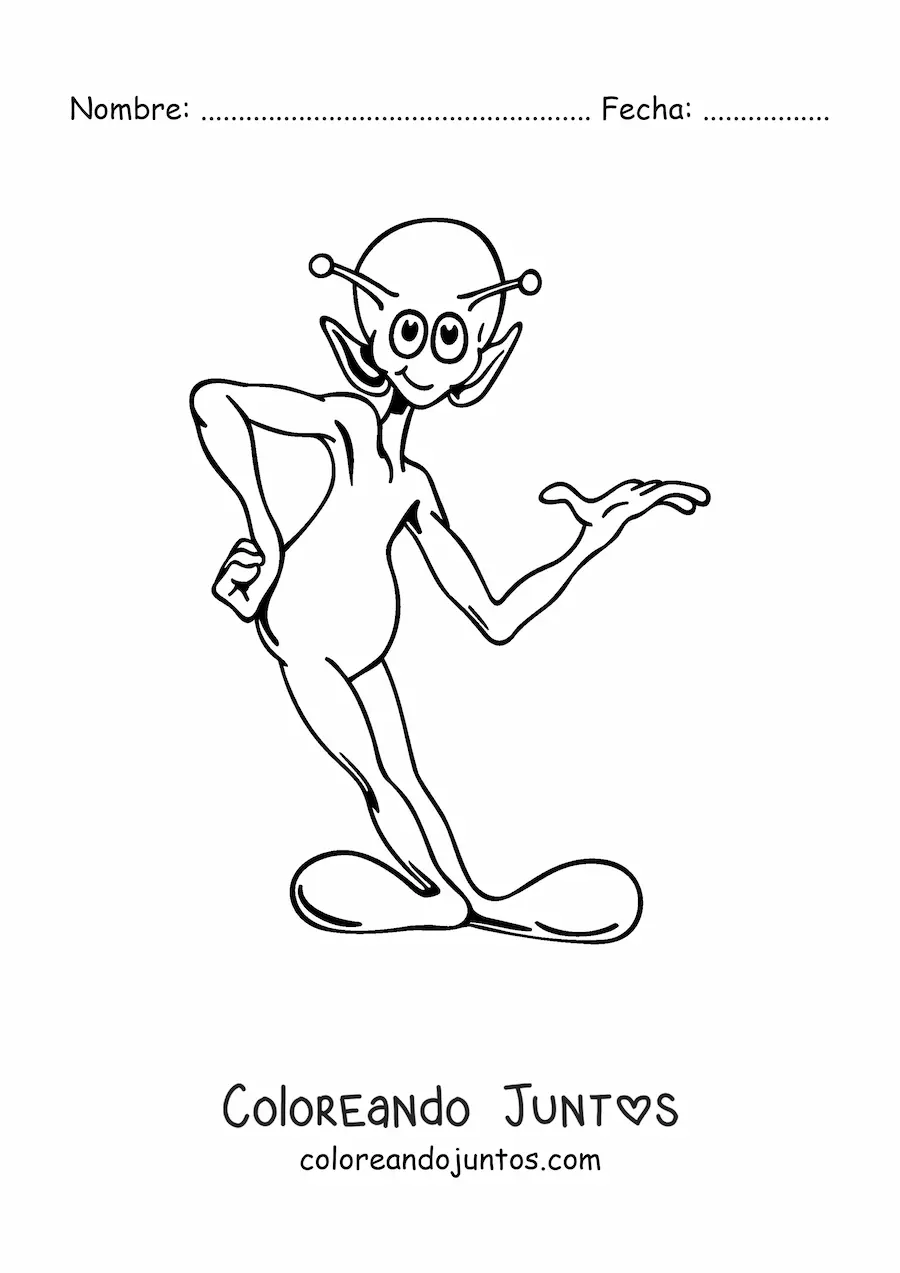 Imagen para colorear de marciano animado