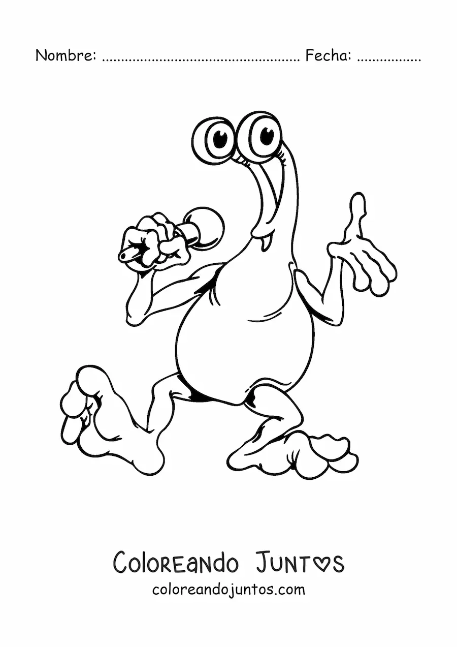 Imagen para colorear de caricatura de un extraterrestre con micrófono