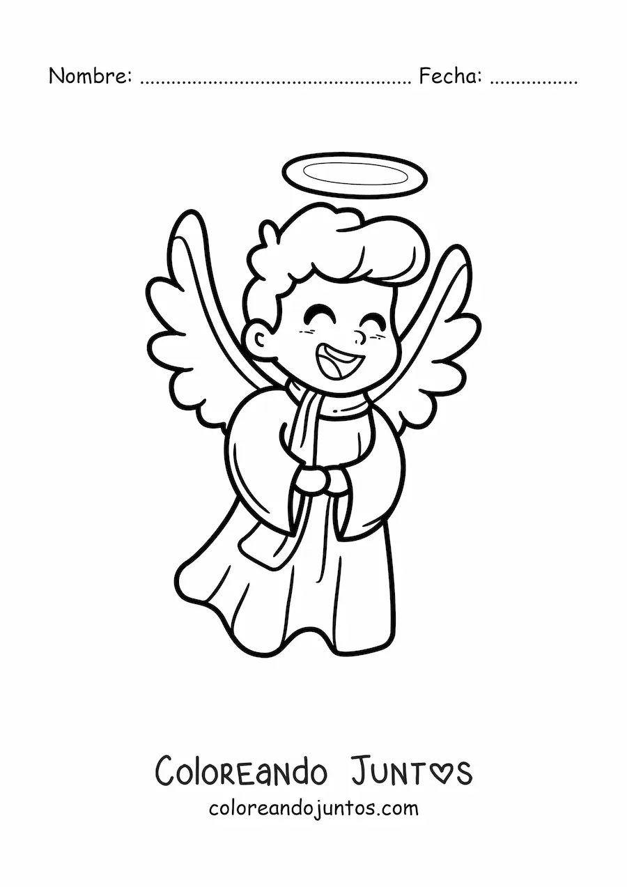 Imagen para colorear de ángel feliz animado