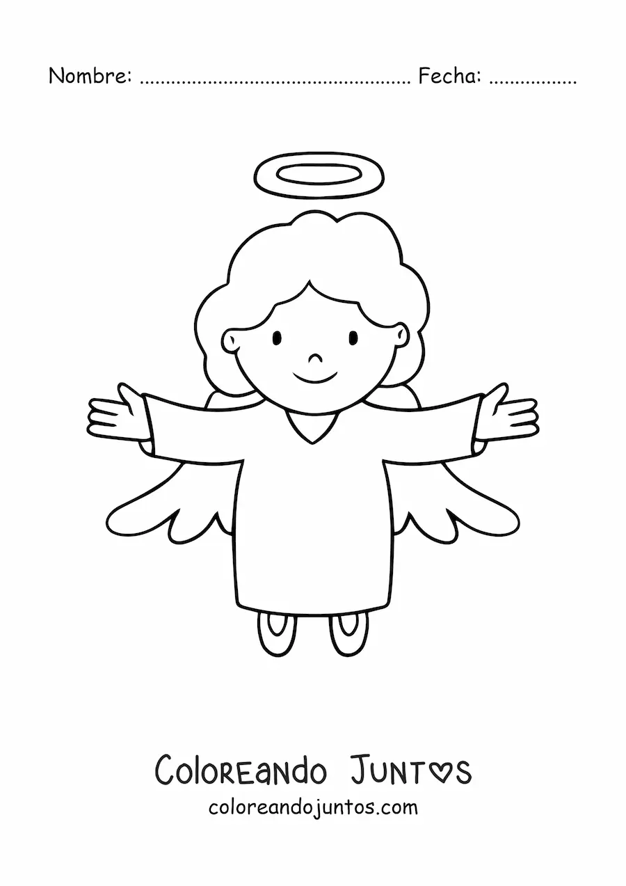 Imagen para colorear de ángel fácil volando