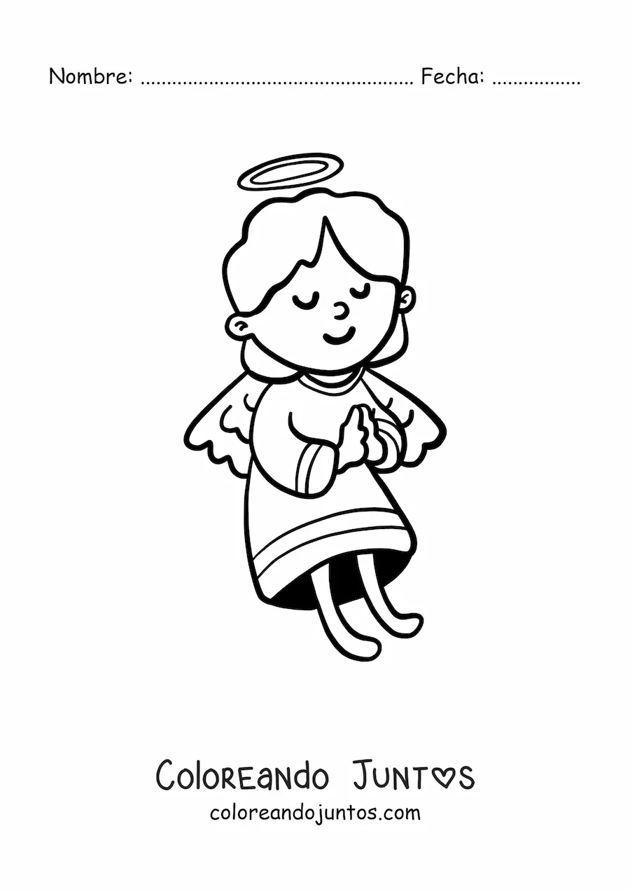 Imagen para colorear de ángel animado rezando