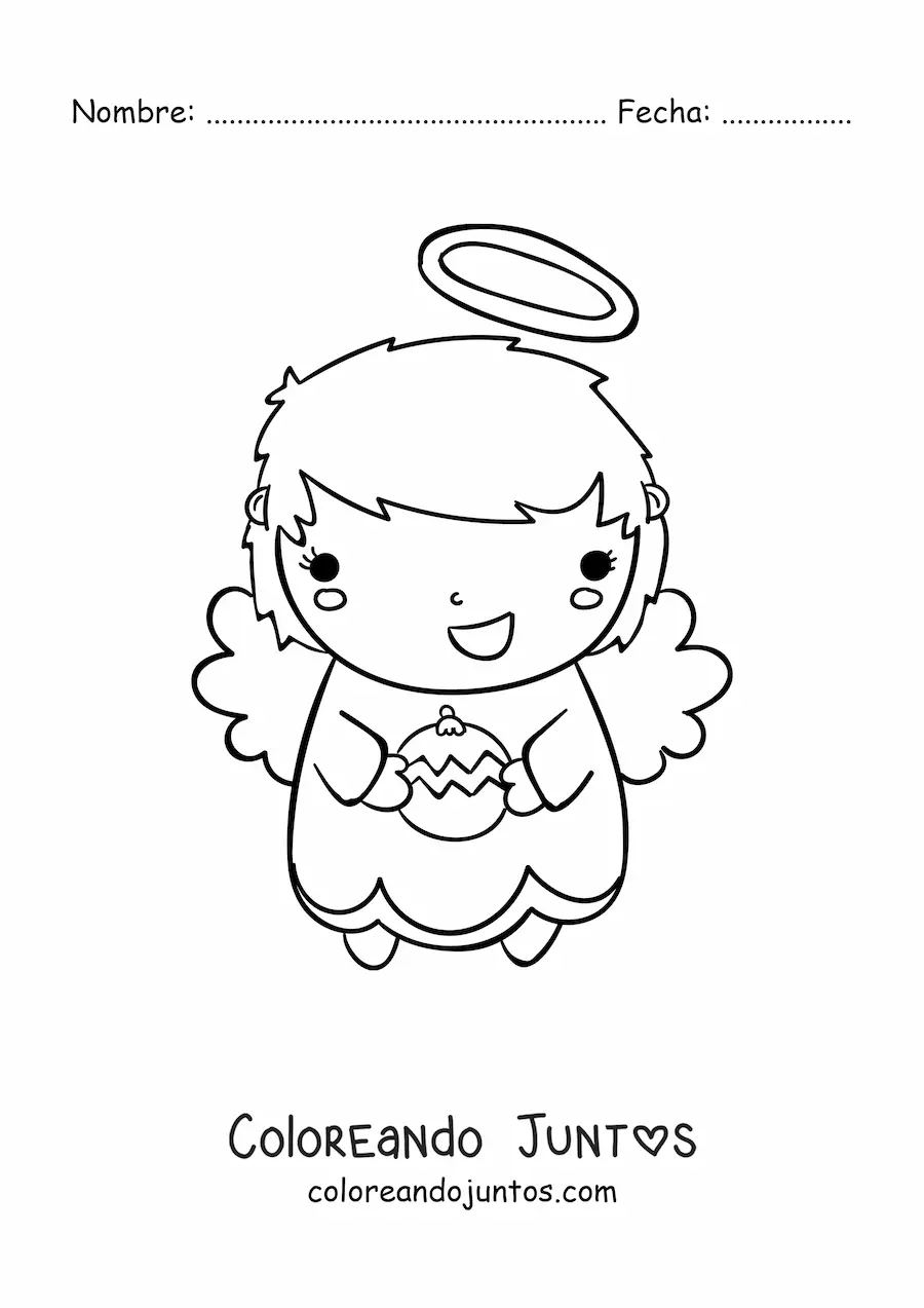 Imagen para colorear de ángel de Navidad con bambalina