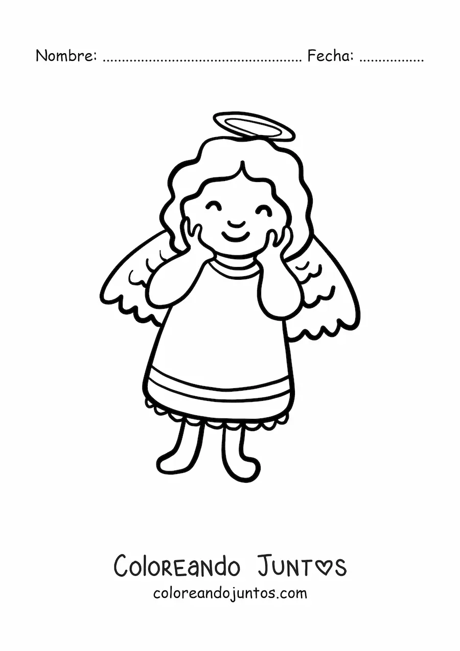 Imagen para colorear de ángel tierno animado