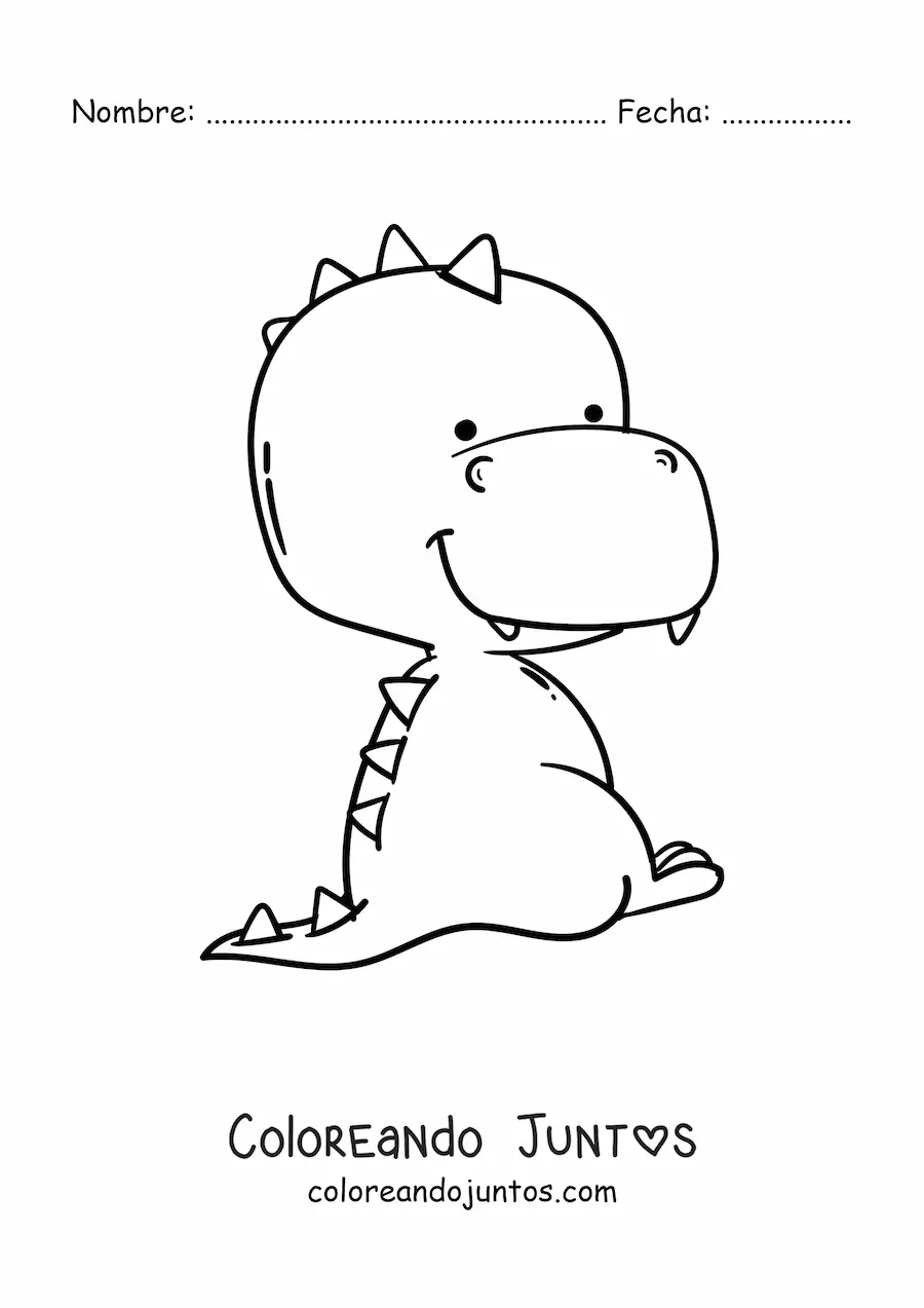 Imagen para colorear de dinosaurio bebé animado grande sentado