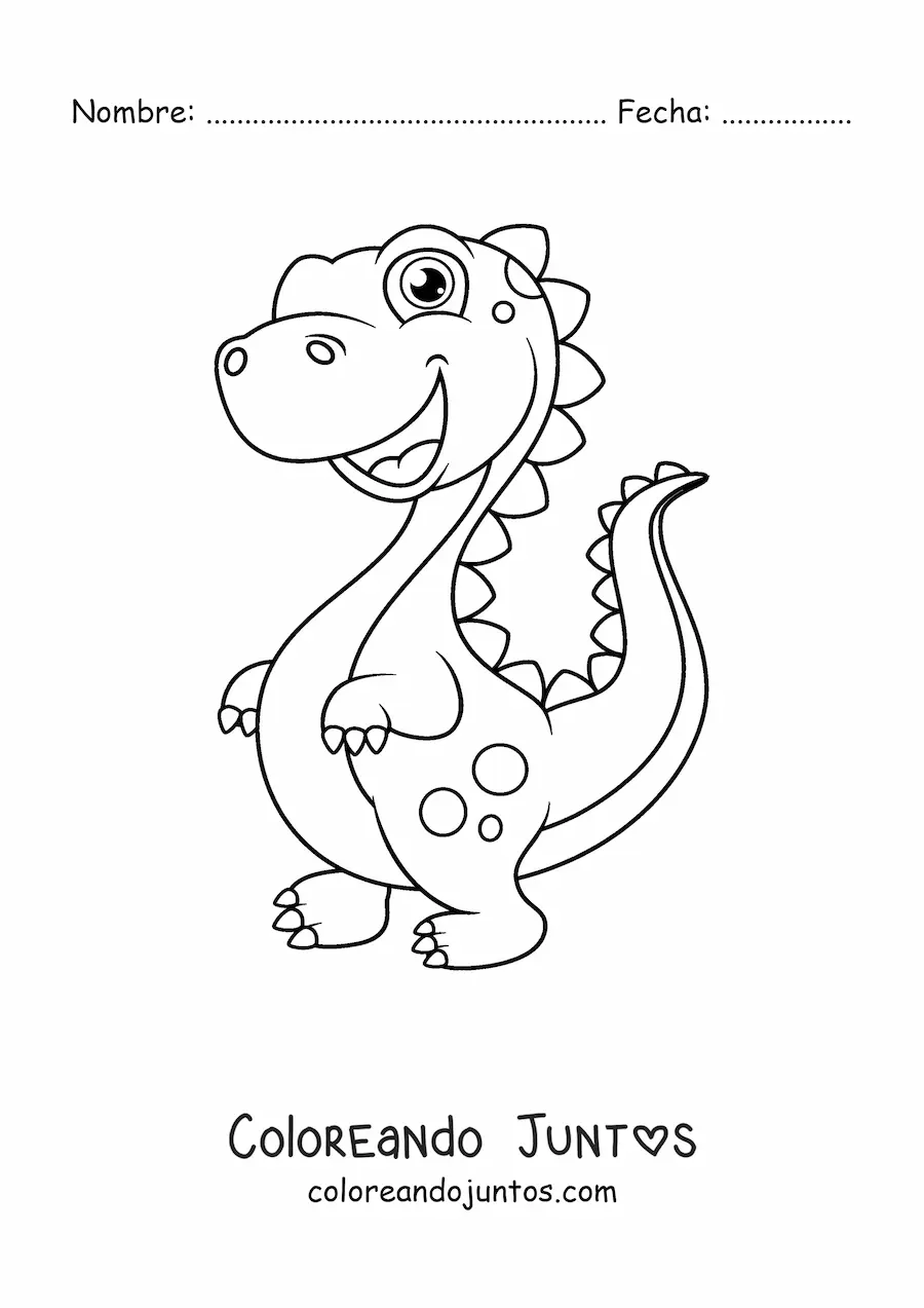 Imagen para colorear de dinosaurio bebé hermoso grande