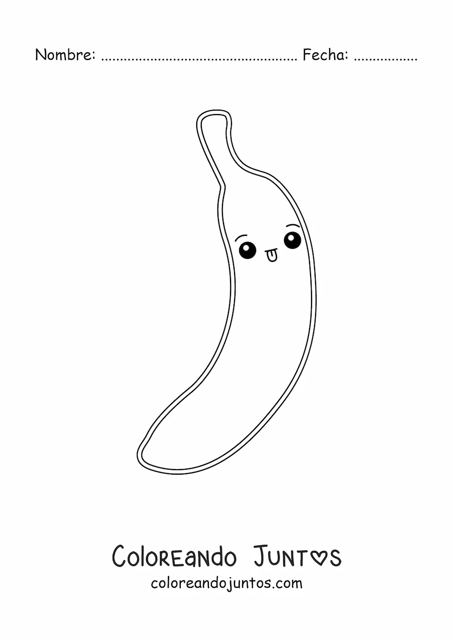 Imagen para colorear de banana kawaii fácil