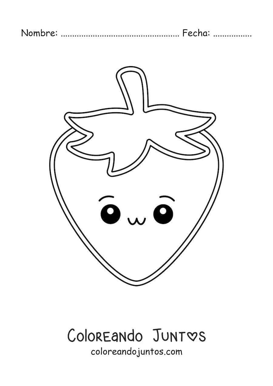 Imagen para colorear de fresa kawaii fácil