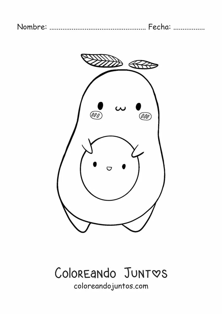 Imagen para colorear de aguacate tierno animado