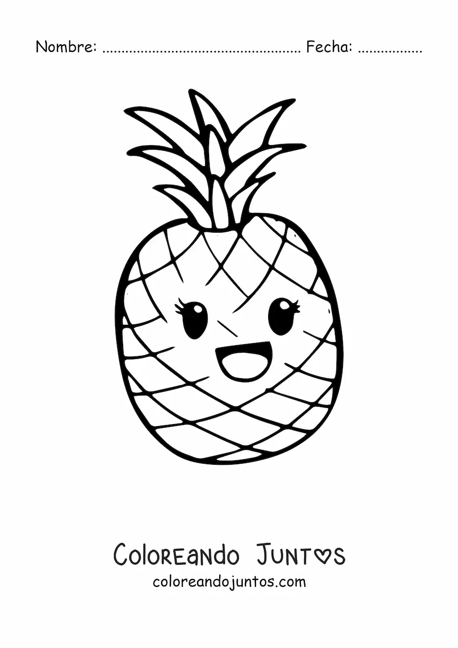 Imagen para colorear de piña kawaii