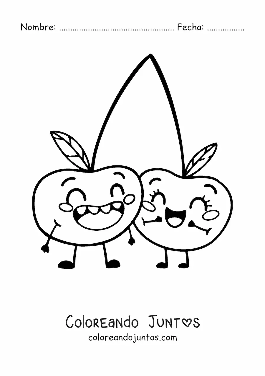 Imagen para colorear de cerezas animadas