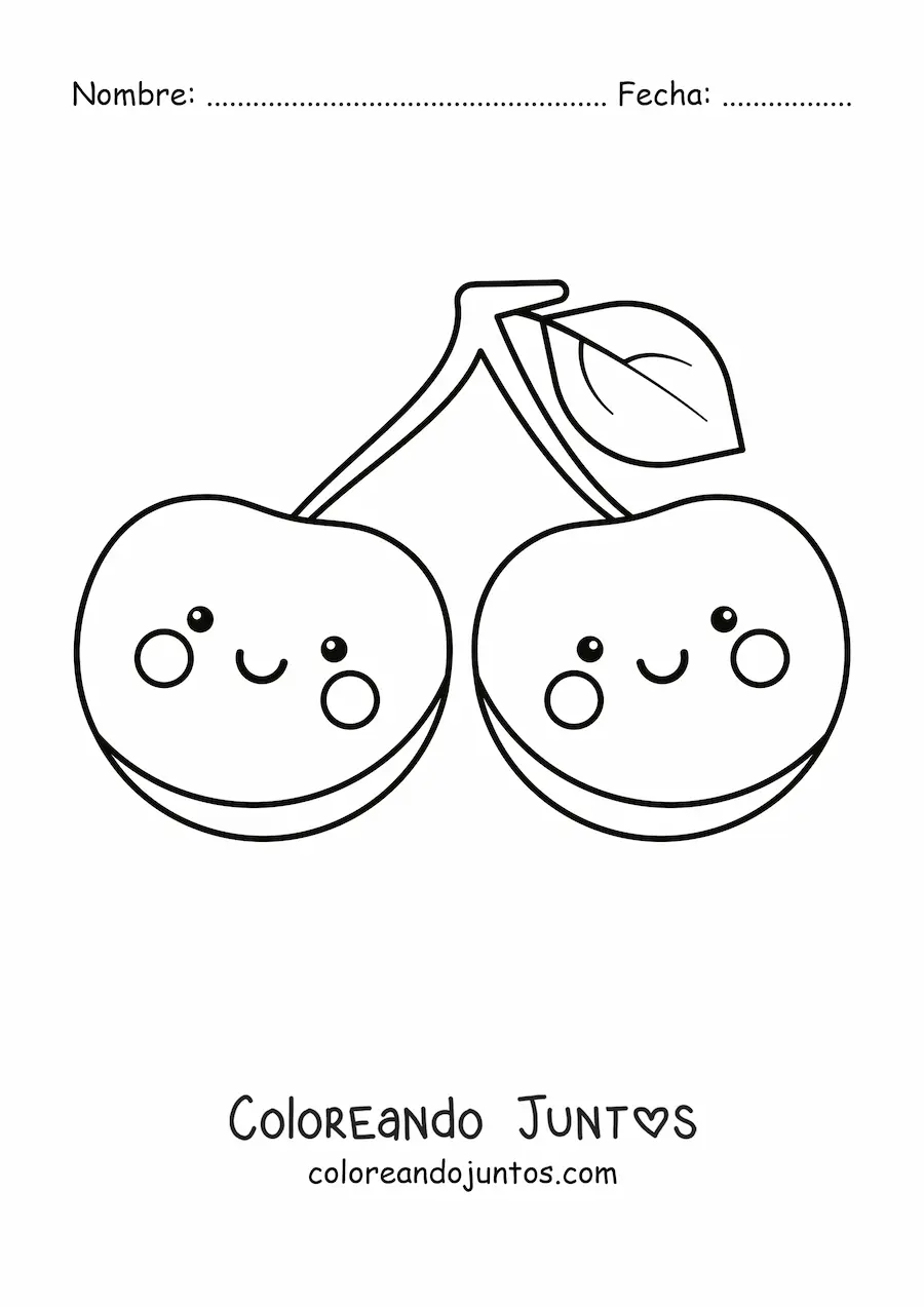 Imagen para colorear de cerezas lindas