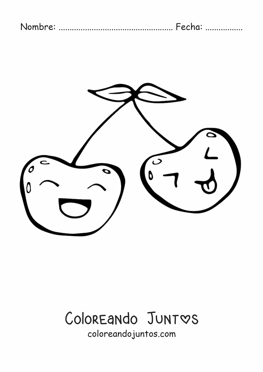 Imagen para colorear de cerezas bonitas