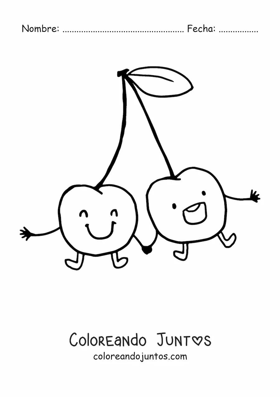 Imagen para colorear de cerezas tiernas