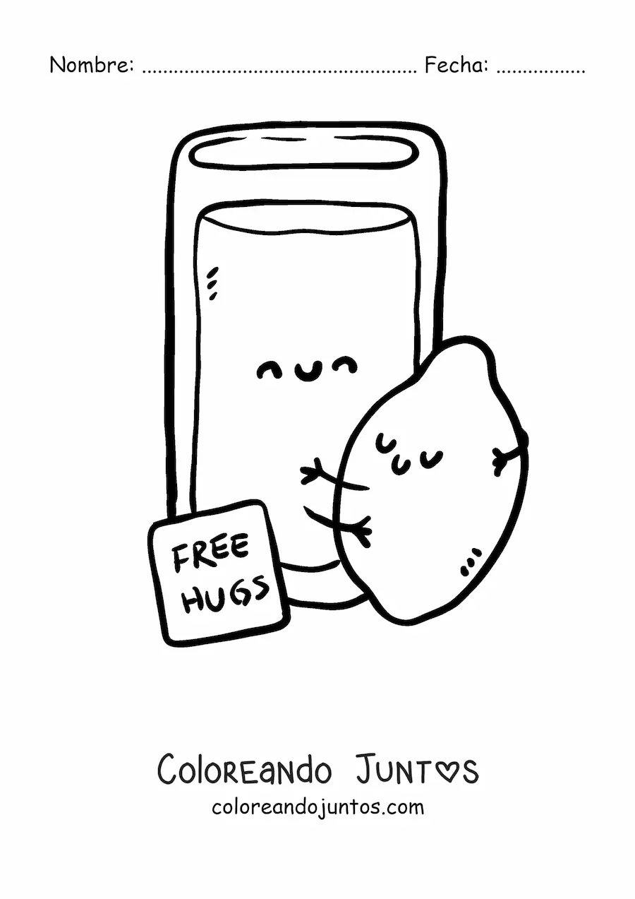 Imagen para colorear de limonada kawaii