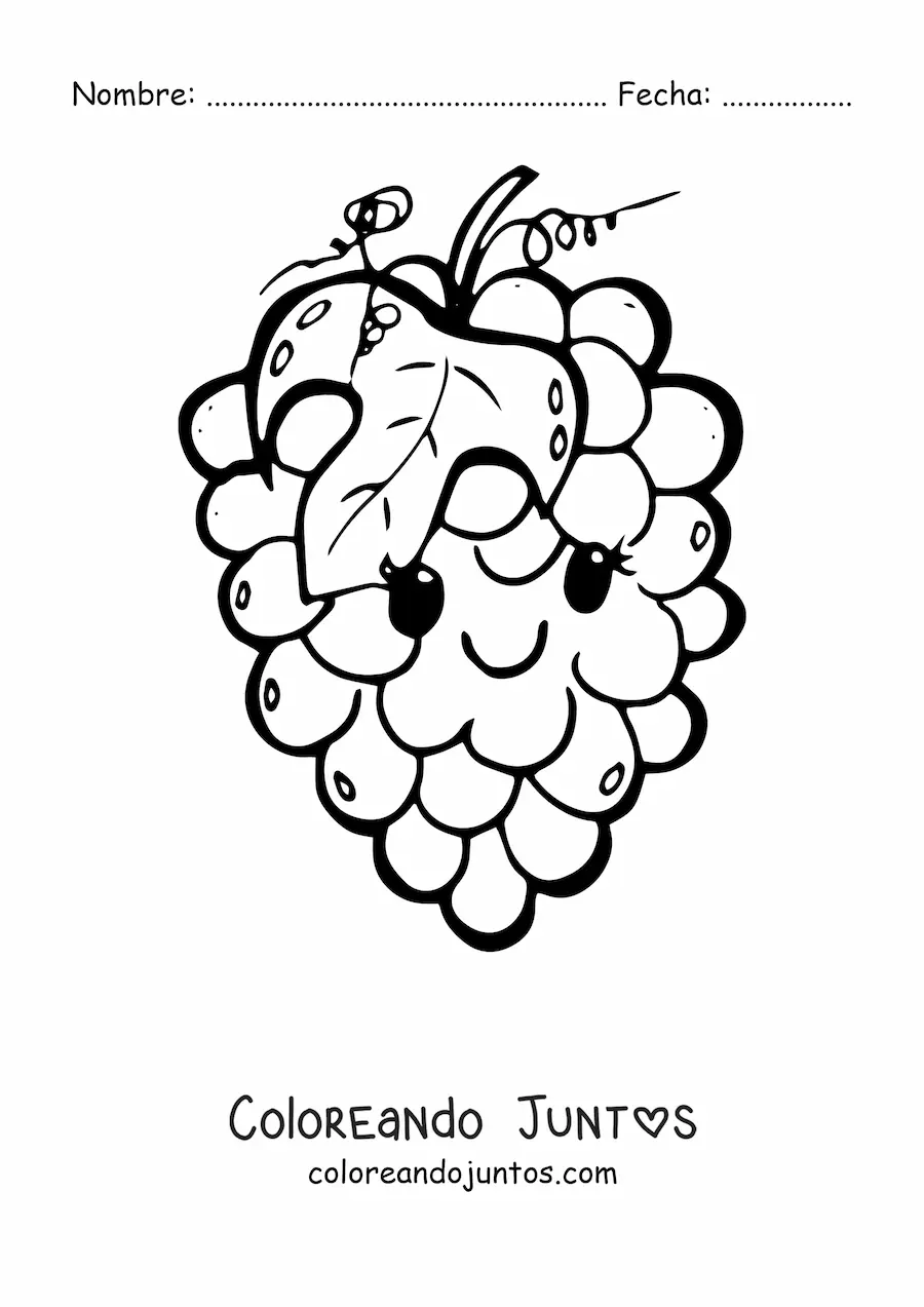 Imagen para colorear de uvas kawaii