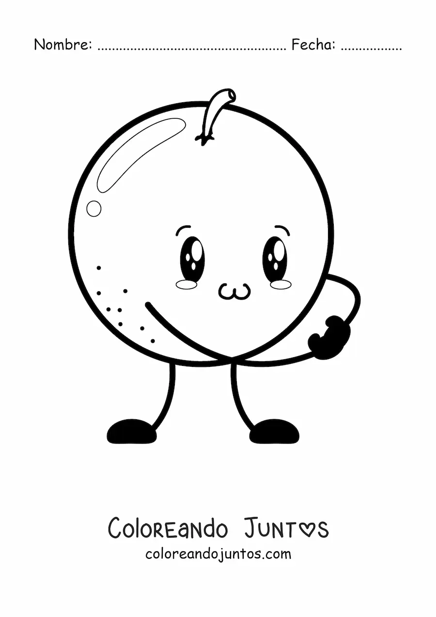 Imagen para colorear de naranja animada bonita