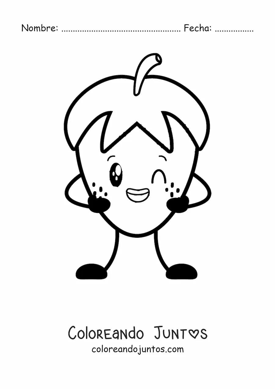 Imagen para colorear de fresa animada bonita