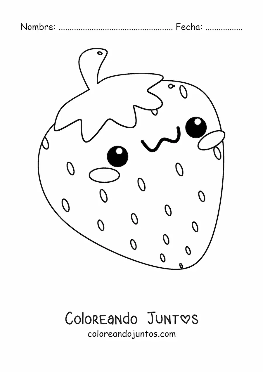 Imagen para colorear de fresa kawaii