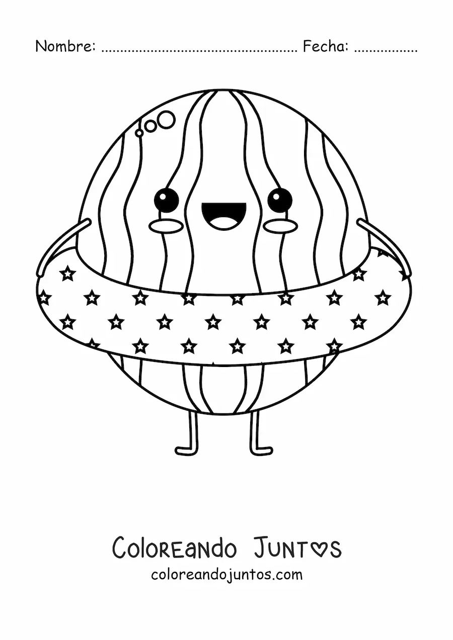 Imagen para colorear de sandía kawaii animada