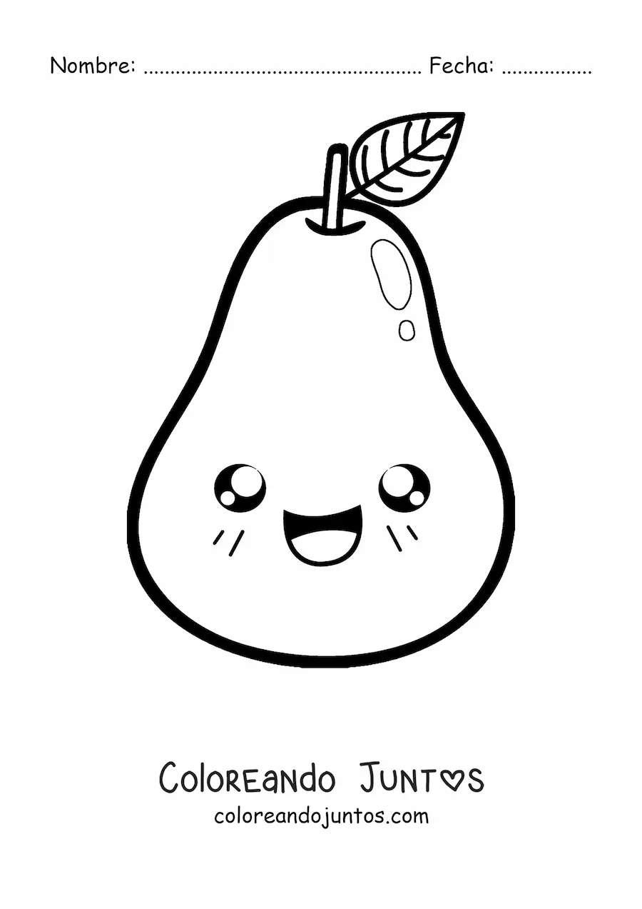 Imagen para colorear de pera kawaii