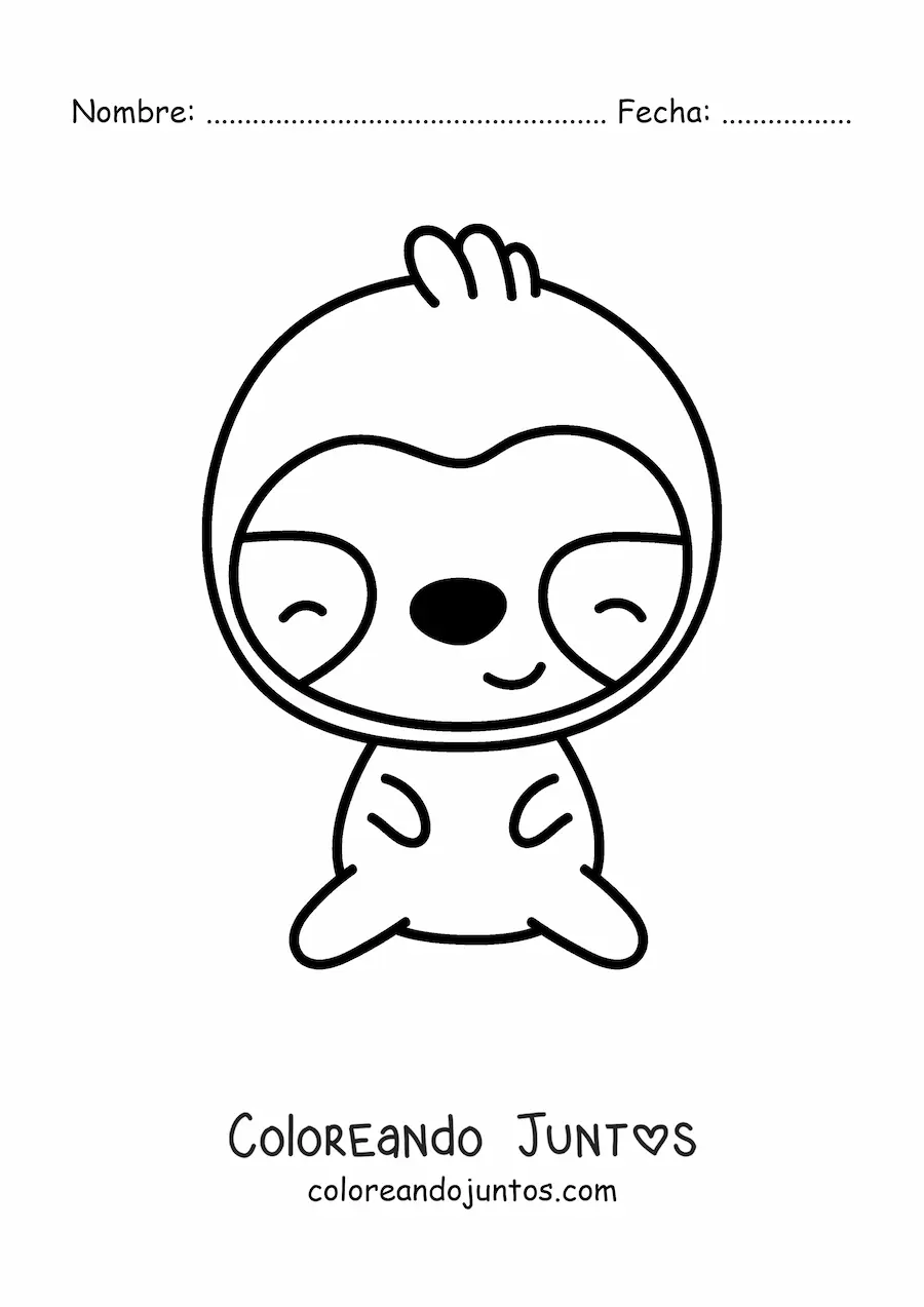 Imagen para colorear de perezoso kawaii grande