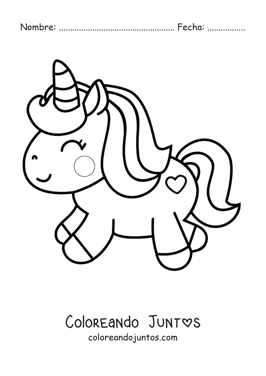 Imagen para colorear de unicornio kawaii