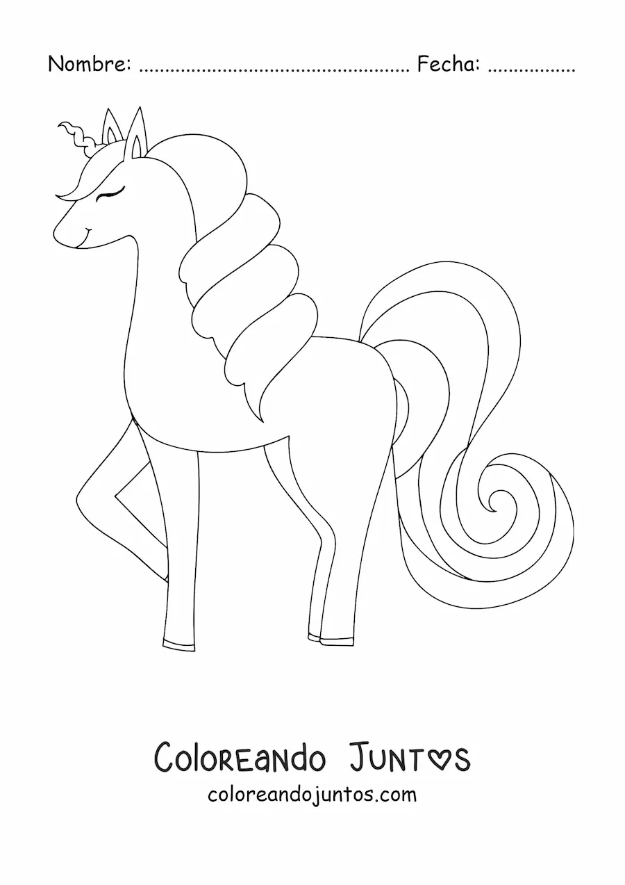 Imagen para colorear de unicornio kawaii grande