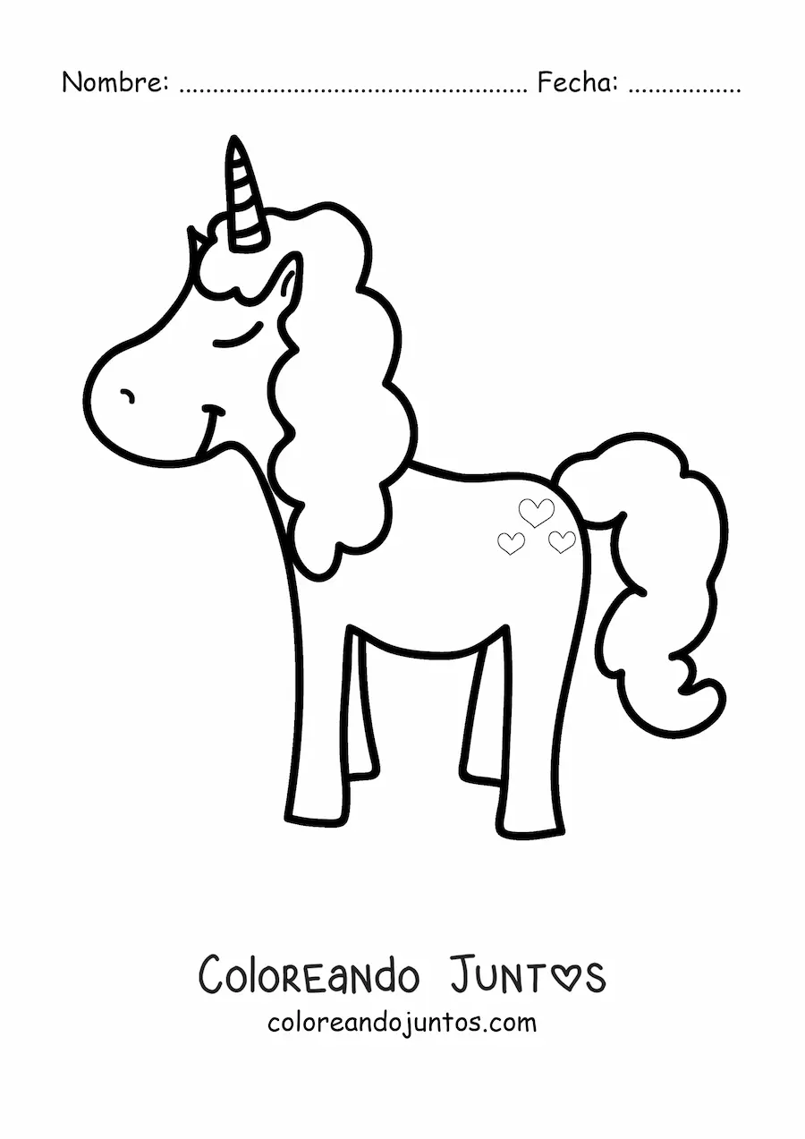 Imagen para colorear de unicornio bonito