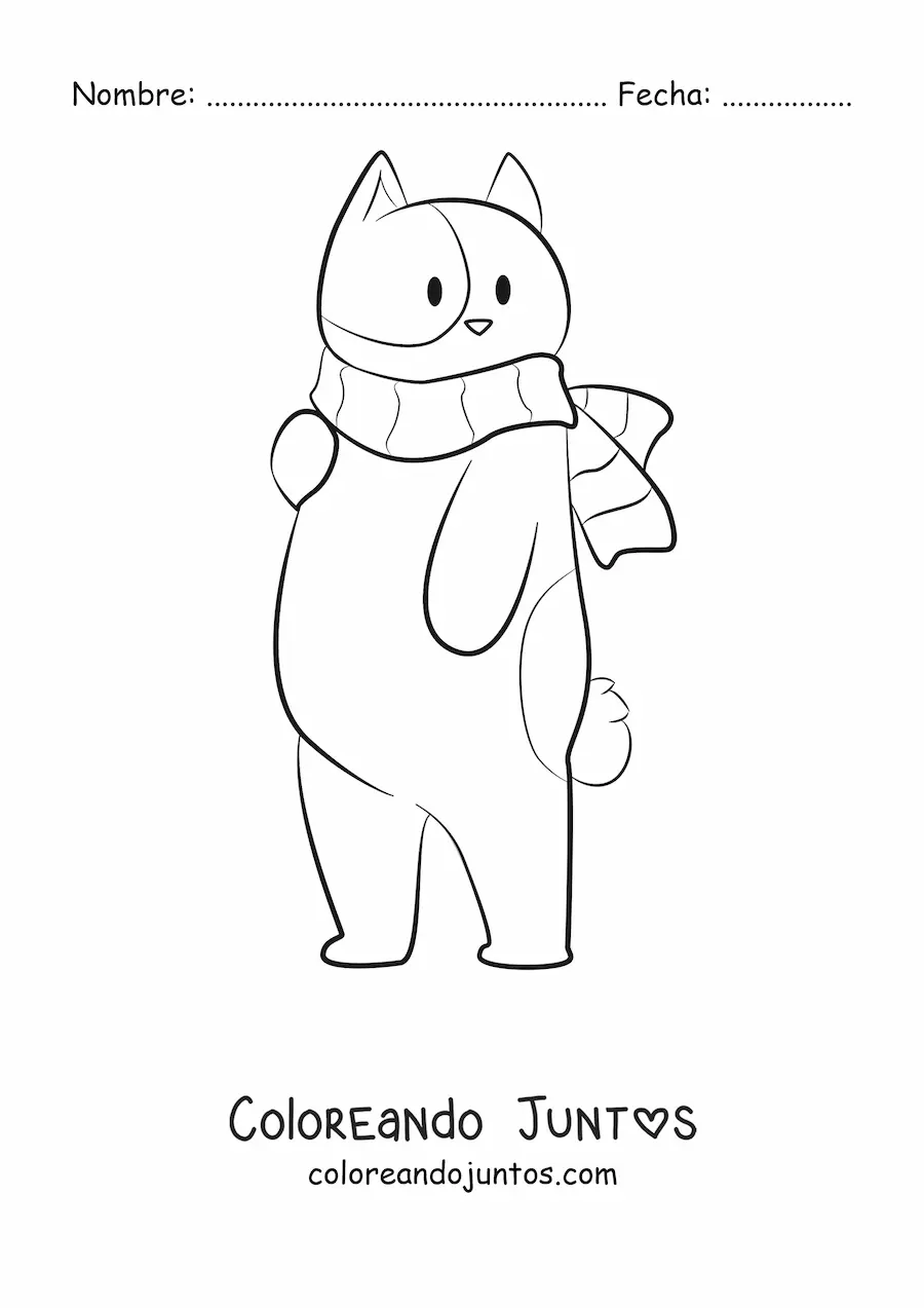 Imagen para colorear de gato con bufanda
