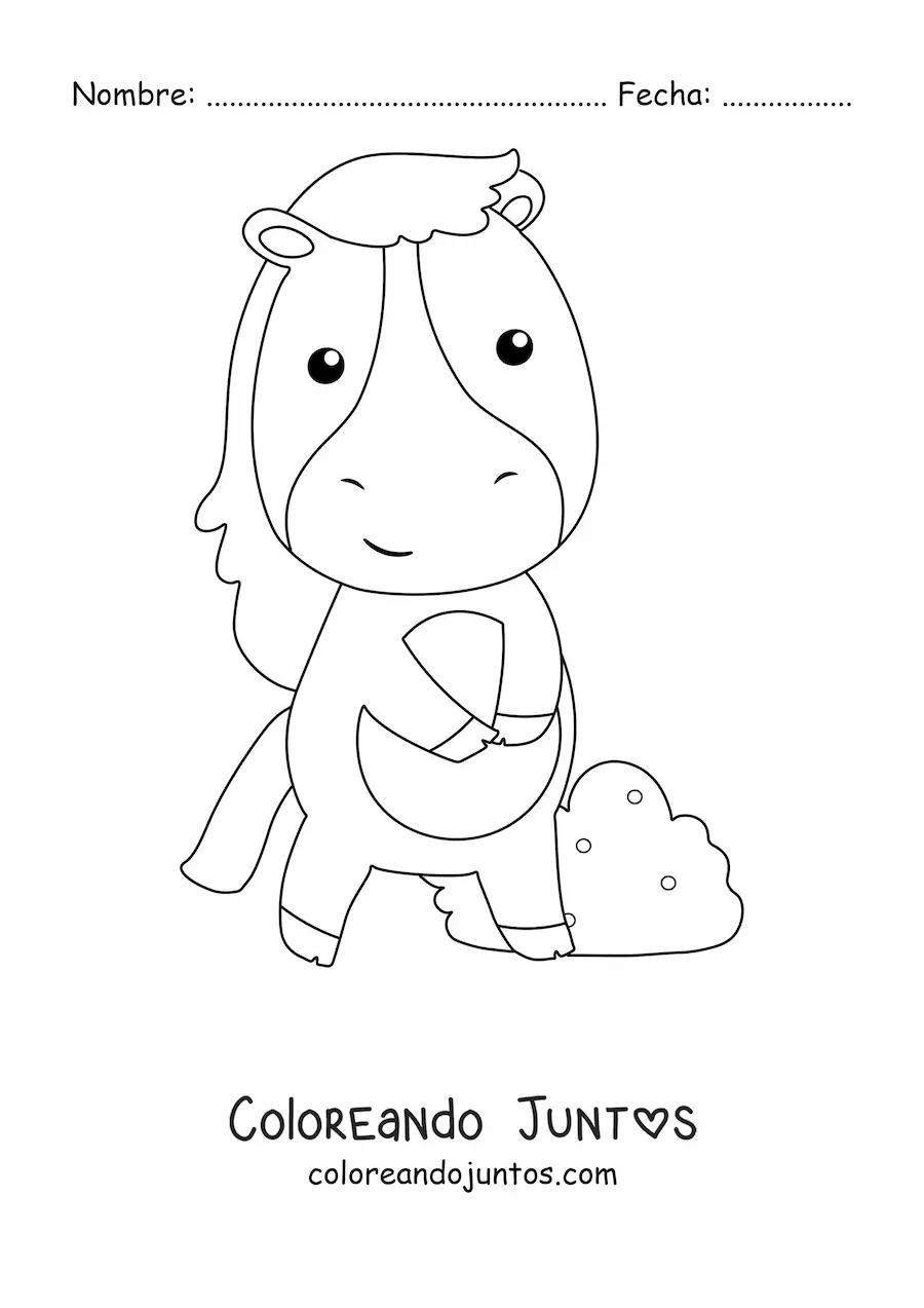 Imagen para colorear de caballo kawaii