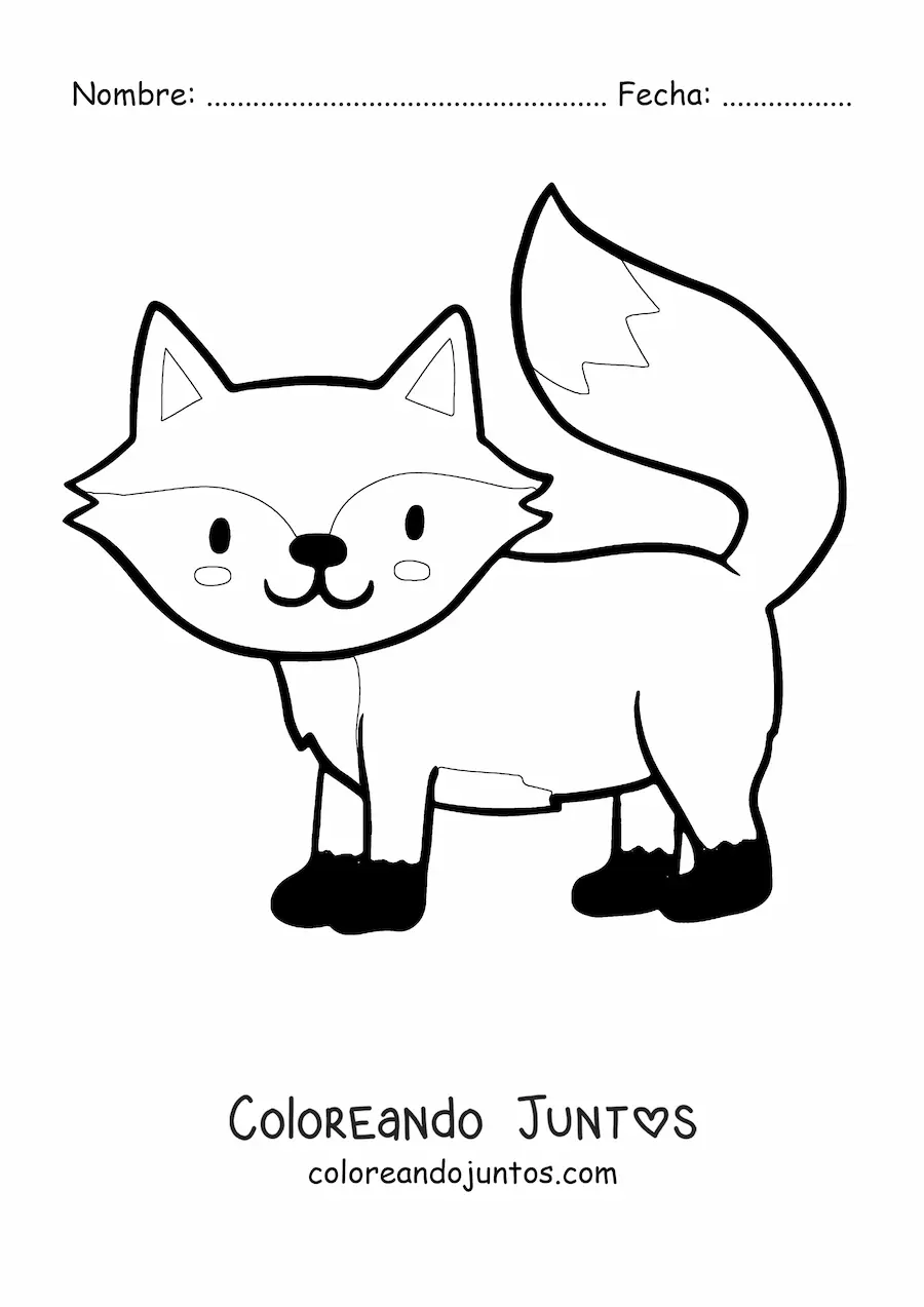 Imagen para colorear de zorro kawaii
