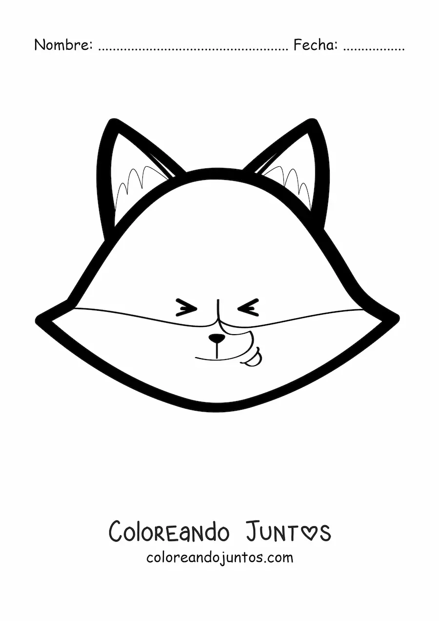 Imagen para colorear de cara de zorro animado