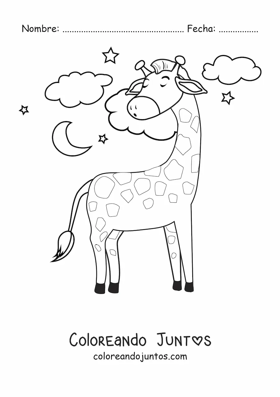 Imagen para colorear de jirafa durmiendo