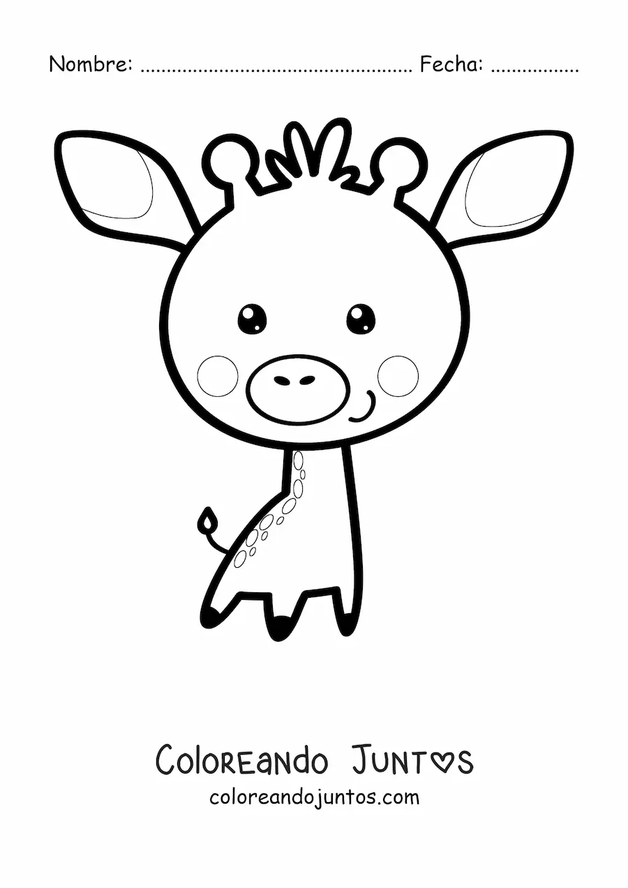 Imagen para colorear de jirafa kawaii grande