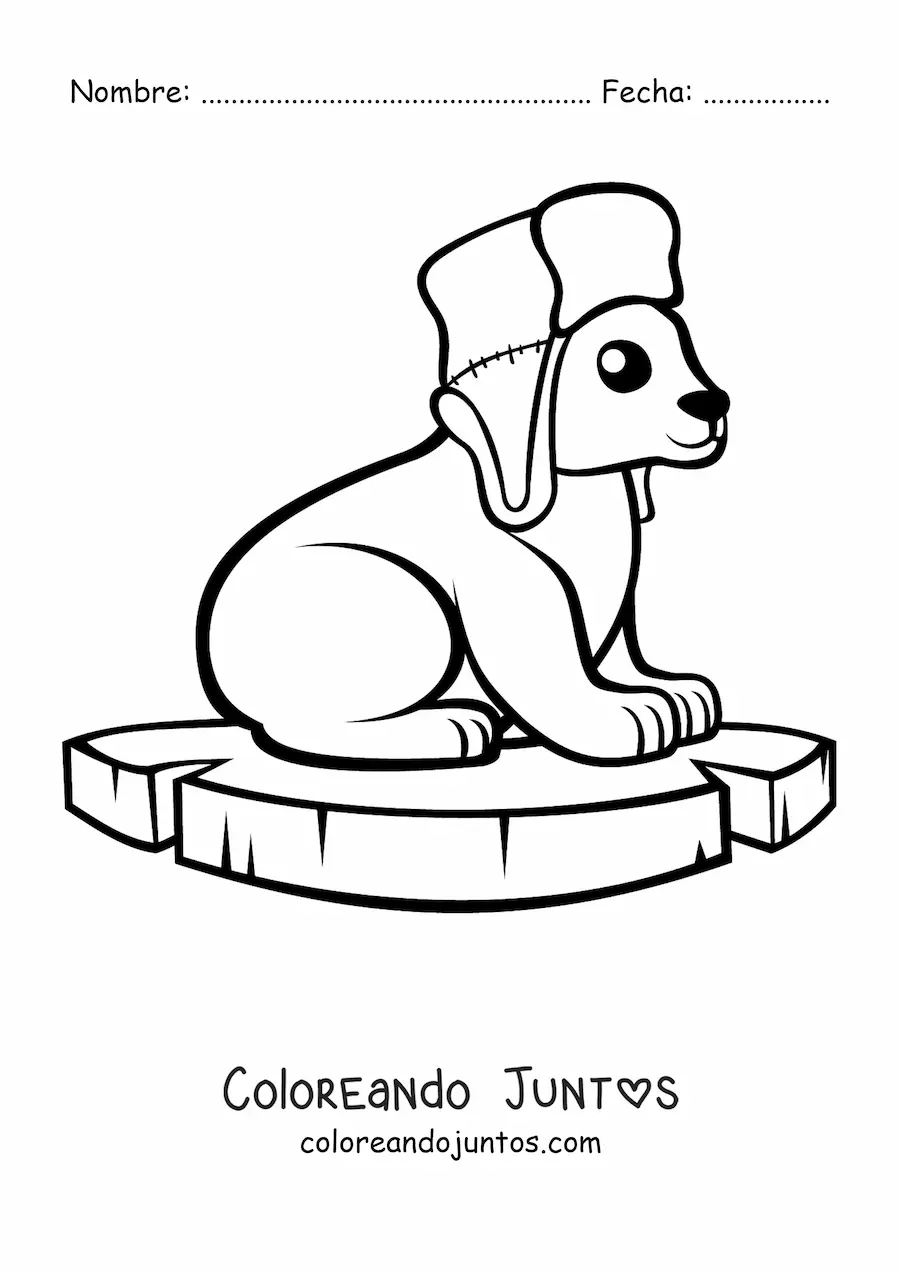 Imagen para colorear de oso polar kawaii con sombrero