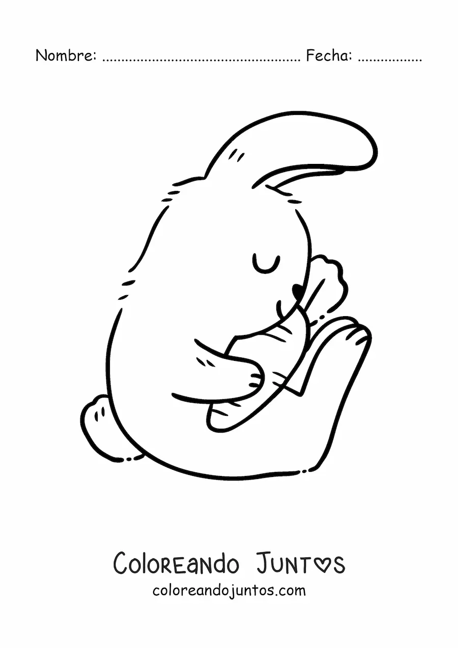 Imagen para colorear de conejo grande abrazando zanahoria