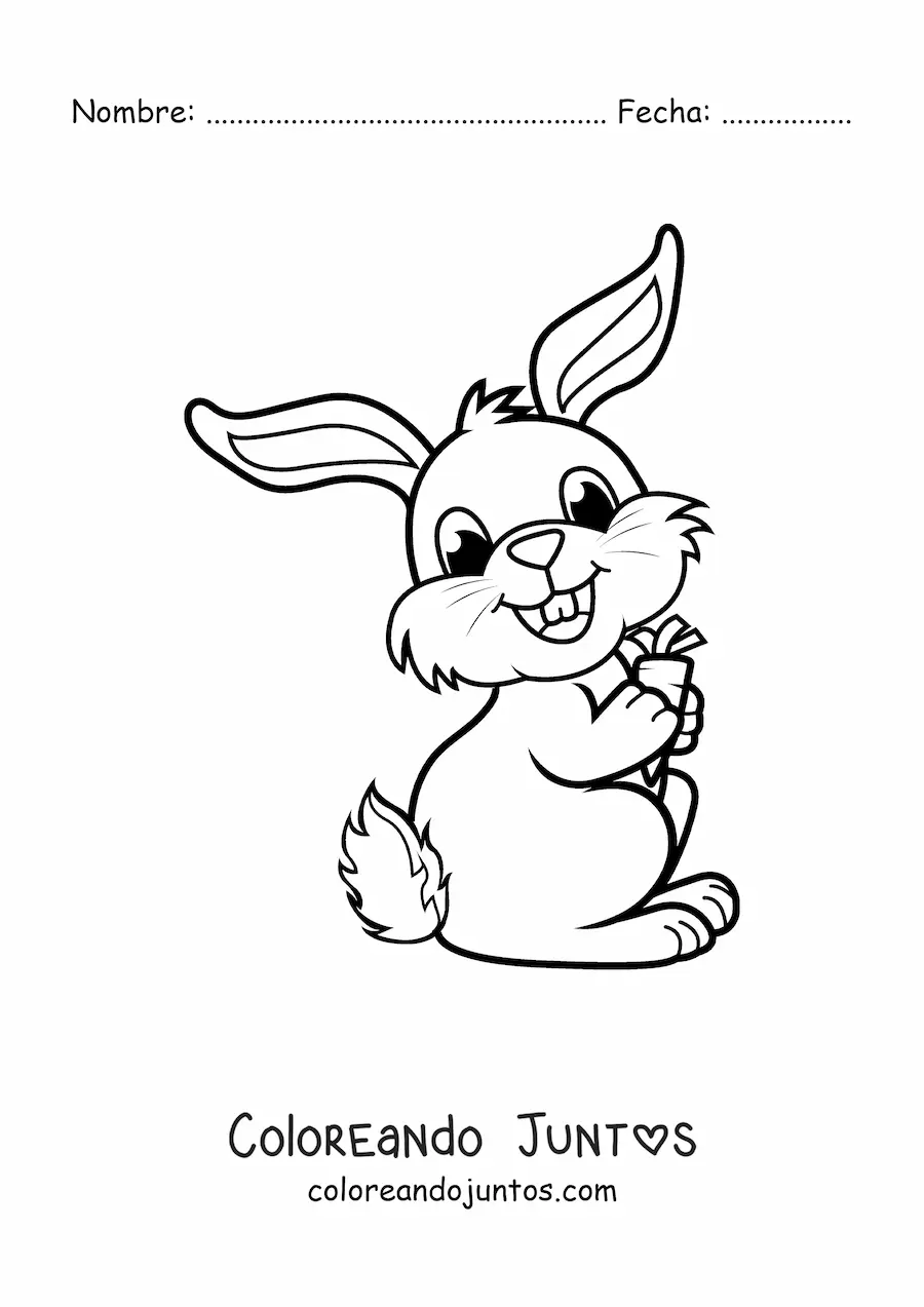 Imagen para colorear de conejo gracioso con zanahoria
