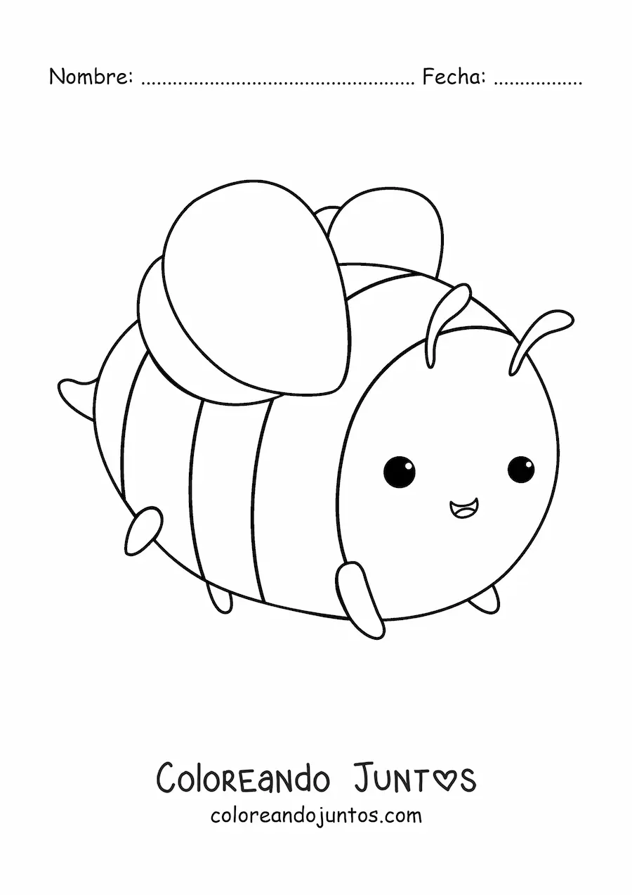 Imagen para colorear de abeja kawaii grande