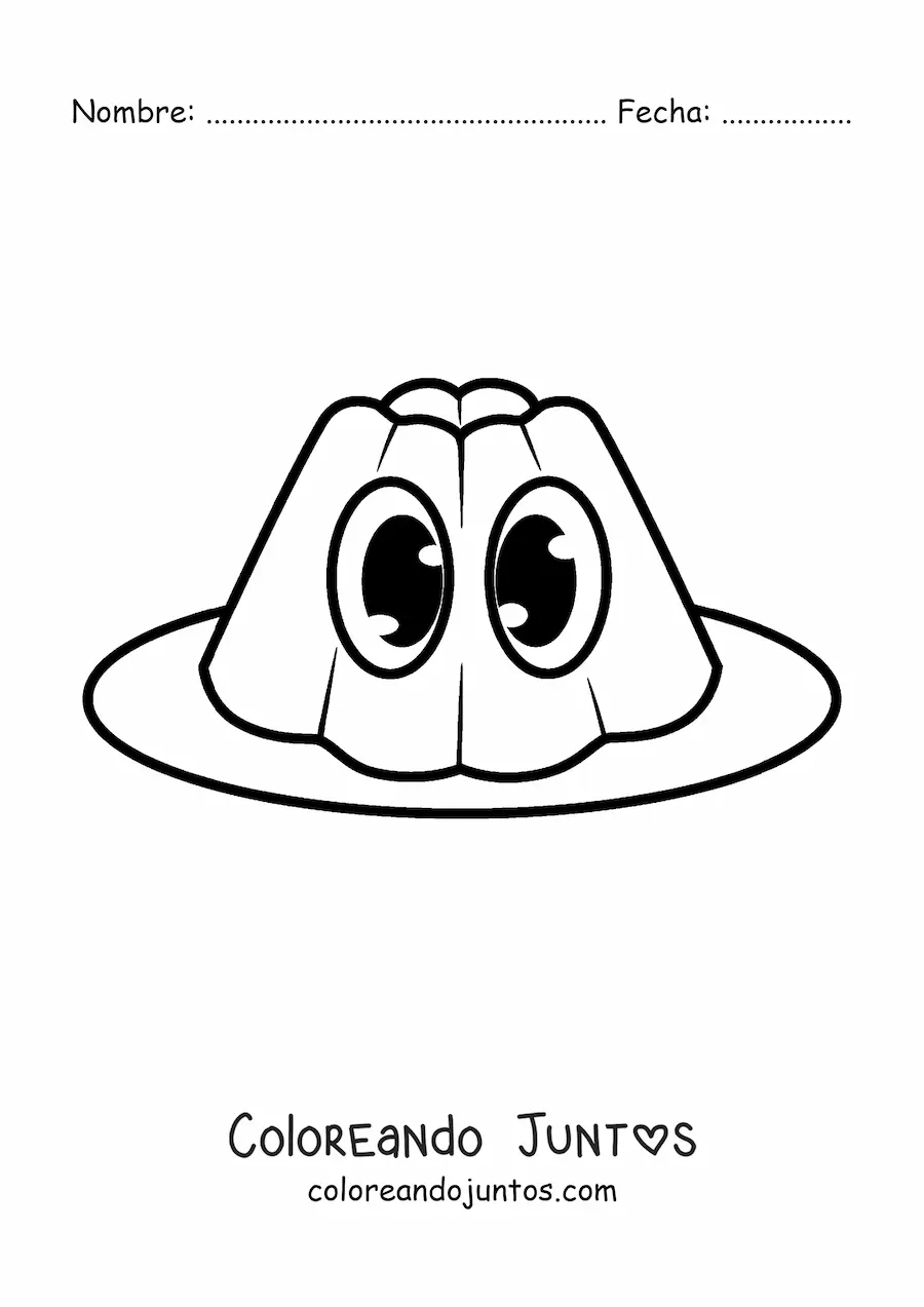 Imagen para colorear de gelatina kawaii