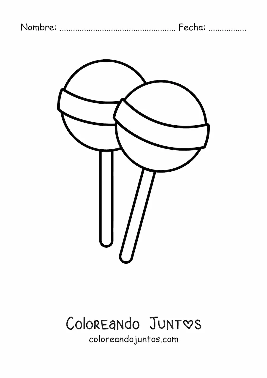 Imagen para colorear de dos paletas de caramelo