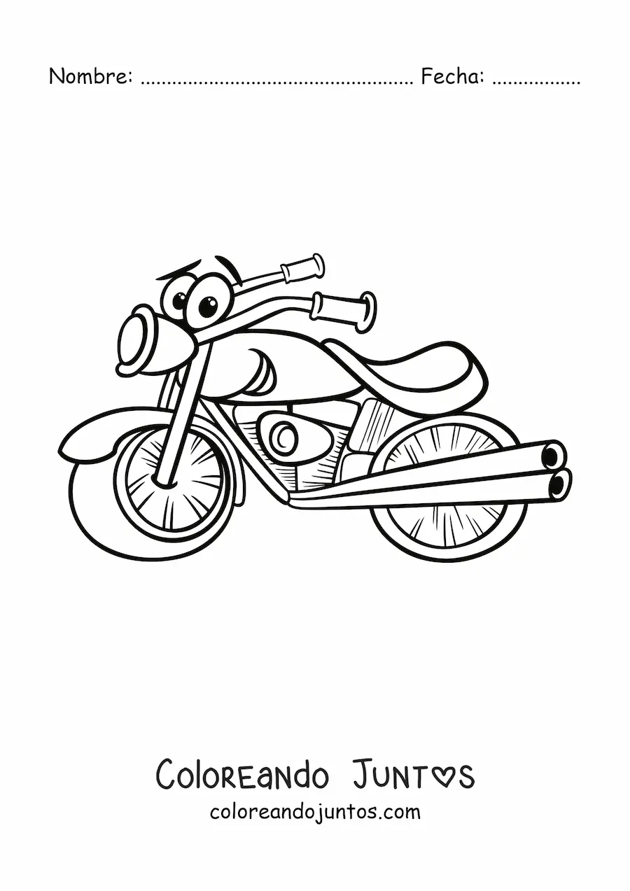Imagen para colorear de moto animada