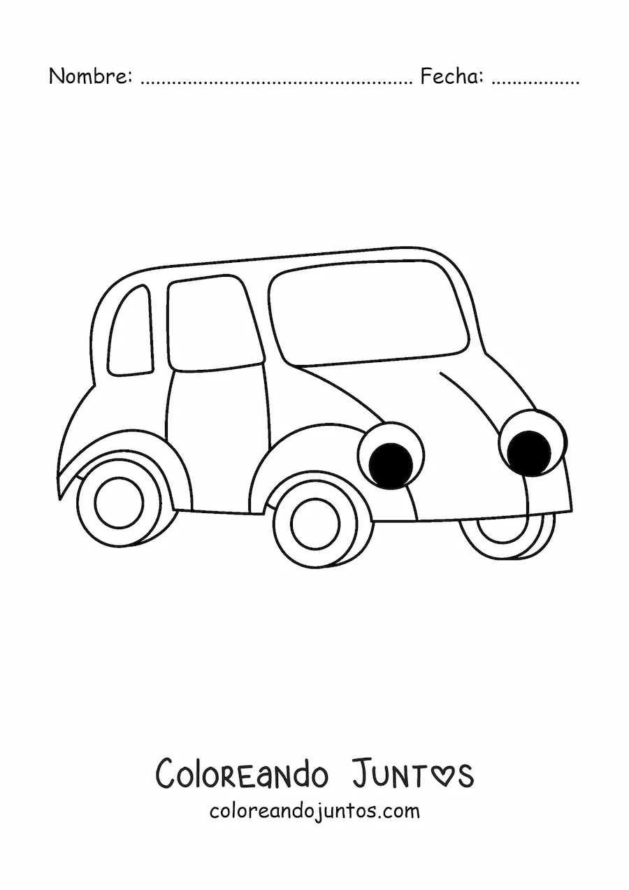 Imagen para colorear de auto kawaii fácil
