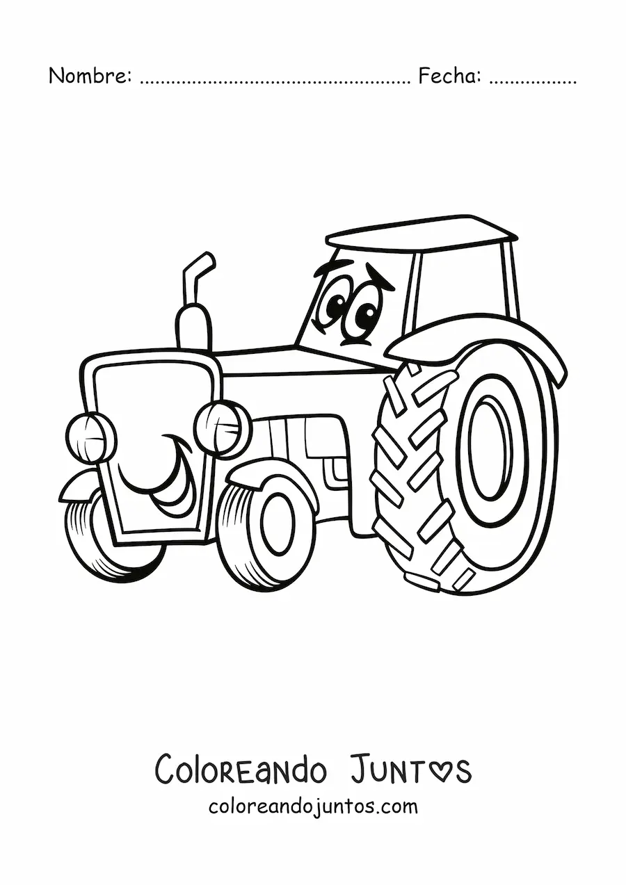 Imagen para colorear de tractor animado