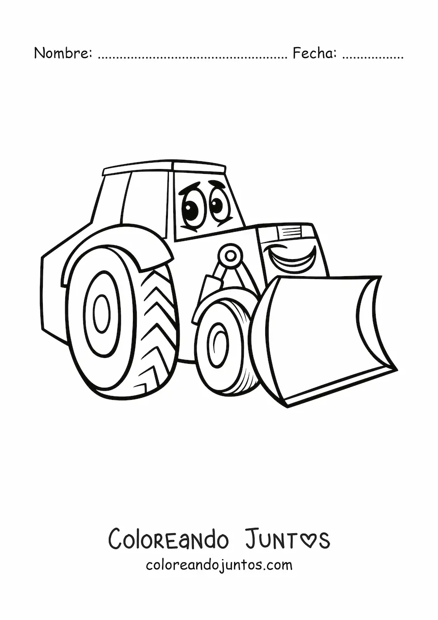 Imagen para colorear de excavadora animada