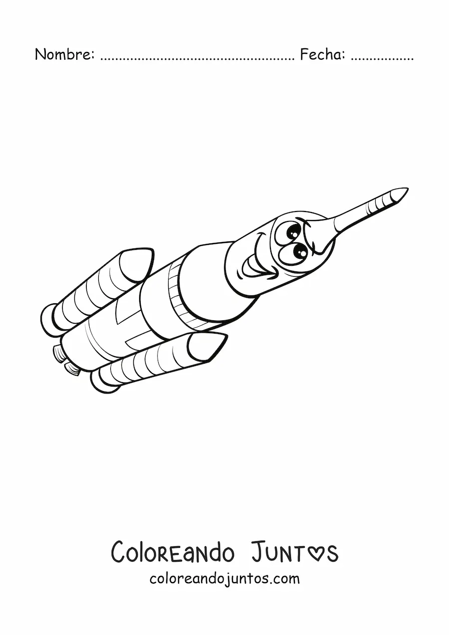 Imagen para colorear de cohete animado