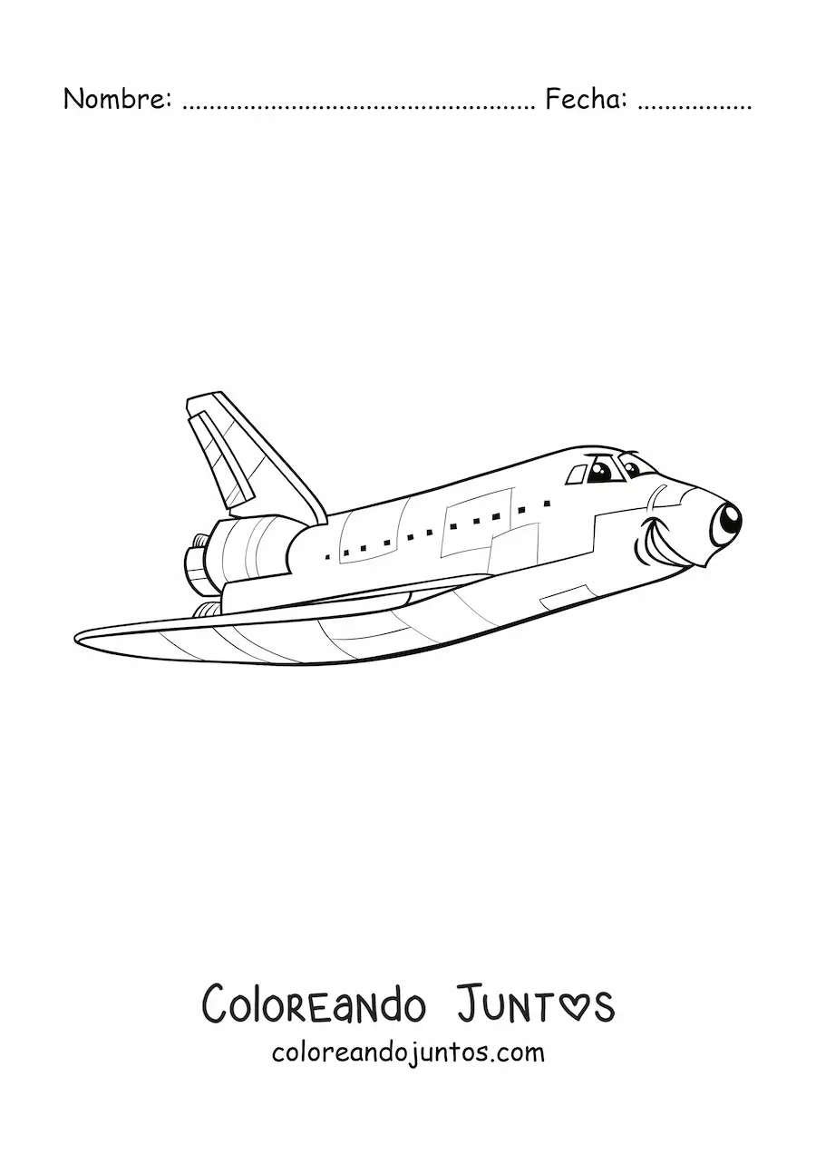 Imagen para colorear de transbordador espacial animado