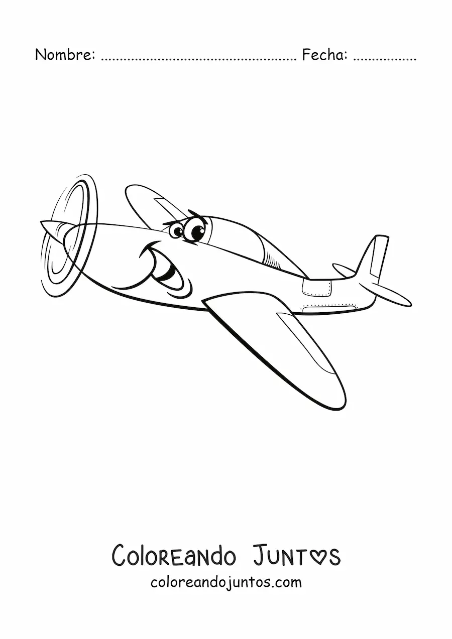 Imagen para colorear de avioneta animada
